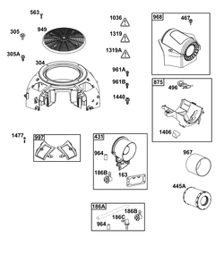 Part Location Diagram of 594977 Briggs and Stratton Guard-debris screen